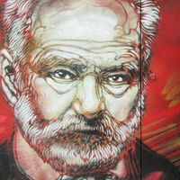 Street art avec Victor Hugo peint par C215 dans son exposition autour du Panthéon consacrée aux hommes illustres