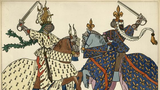 "Le Duc de Bretagne, et de Bourbon, tournoyant. 1440-50" d'après le Livre des Tournois, peint par le Roi René ©Getty - duncan 1890