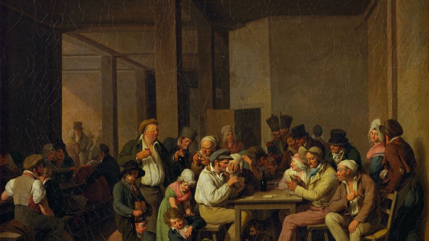 Scène dans une taverne française au XVIIIe siècle (peinture).