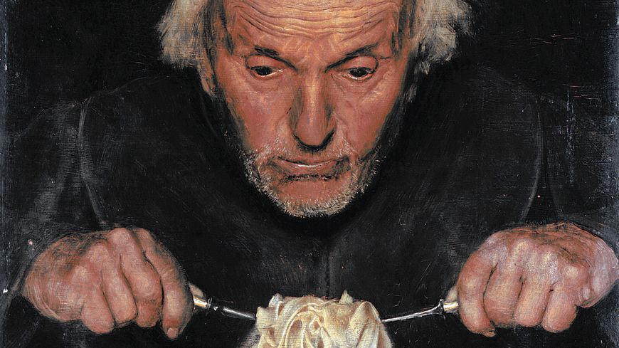 "Le mangeur de pâtes", peinture d'un artiste italien inconnu (XIXe siècle).