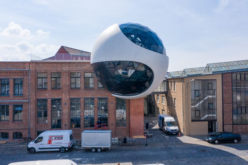 23 juin 2020, à Leipzig (Saxe) : La "Sphère Niemeyer", l'un des derniers projets conçus par Oscar Niemeyer, achevée à titre posthume, huit ans après la disparition de l'architecte brésilien