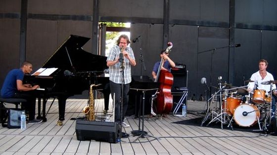 Le quartette pendant la balance à l'Amphithéâtre du Domaine d'O - Xavier Prévost France Musique