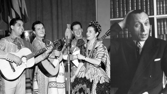 Les Panchos et Manolita Arriola dans "Viva America," programme de la radio CBS, 8 mars 1946 / Louis Jouvet ©Getty - Gauche : CBS / Droite : Nat Farbman / The LIFE Picture