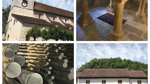 L'église de Saint-Ursanne, la crypte, les tuyaux de l'orgue, le cloître