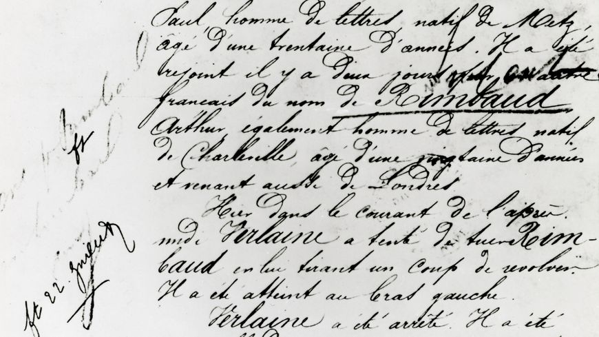 Le rapport de la préfecture de Bruxelles sur la tentative d'assassinat d'Arthur Rimbaud par Paul Verlaine, daté du 13 juillet 1873.