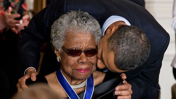Remise de la médaille de la liberté par Barak Obama à Maya Angelou