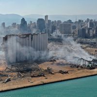 Le port de Beyrouth au lendemain de la double explosion du 4 août 2020 (Liban)