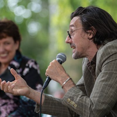 Stanislas Nordey et Roselyne Bachelot à l'occasion de l'inauguration de La traversée de l'été, le 10 juillet.