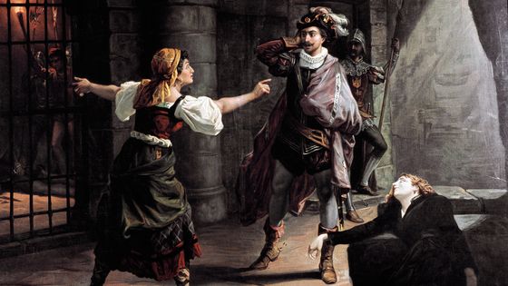 Leonora tente de libérer Manrico et Azucena (Il Trovatore, de Verdi), peinture de Luigi Morgani (détail) ©Getty - Leemage/Universal Images Group
