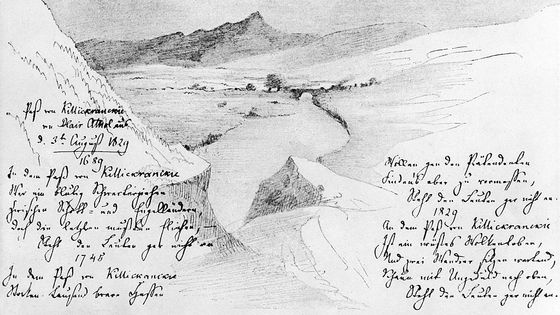 Extrait du carnet de dessins et journal de Félix Mendelssohn réalisé lors de son voyage en Ecosse, daté du 3 août 1829 ©Getty - Ullstein bild Dtl.