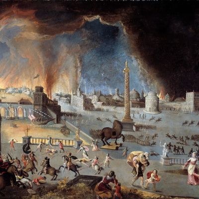 Tableau du XVIIe siècle peint par Jean Maublanc (1582-1628) et représentant les combats durant la Guerre de Troie. Dans cette scène, ce sont les Grecs, vainqueurs de la guerre, qui ont le dessus... contrairement au sujet de ce 6ème épisode.