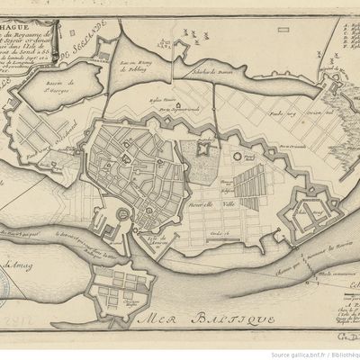 Carte de Copenhague, Ville Capitale du Royaume de Dannemarq et Sejour ordinaire du Roy / Par N. de Fer ; C. Inselin Sculps. Date d'édition 1700.