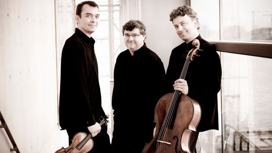 Les membres du Trio Wanderer, de gauche à droite : Jean-Marc Phillips-Varjabédian, Vincent Coq et Raphaël Pidoux - Marco Borggreve