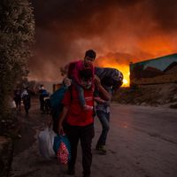 Incendie dans le camp de réfugiés à Moria (Grèce)