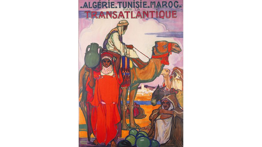 Jeanne Thil "Algérie, Tunisie, Maroc par la Transatlantique", vers 1928 - Affiche, litographie sur papier, 105x75 cm, collection privée