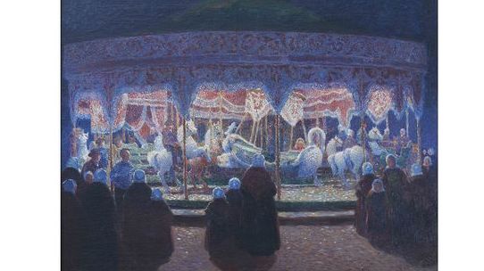 Ferdinand Loyen du Puigaudeau, Chevaux de bois ou Le Manège, femmes à Saint-Pol-de-Léon s.d., huile sur toile, 65 x 81 cm, collection particulière