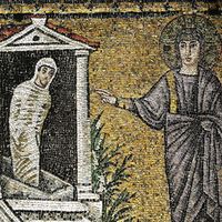 La résurrection de Lazare, église Saint-Apolinaire, Ravenne, mosaïque, 6e siècle