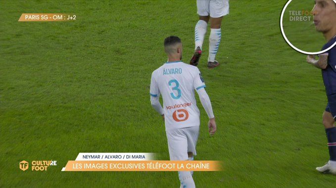 L'image de Téléfoot montrant Di Maria cracher sur Gonzalez
