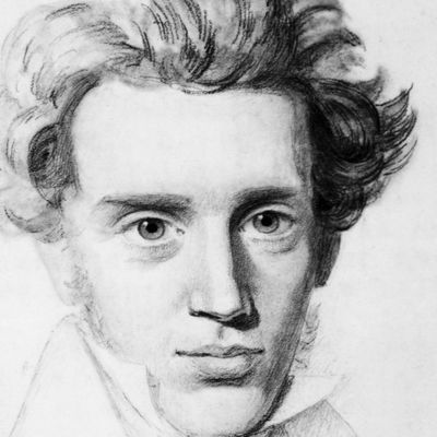 Portrait du philosophe danois Soren Kierkegaard (1813-1855). Dessin non daté de son frère.