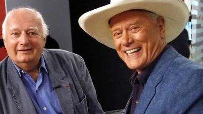 Larry Hagman (J.R. Ewing) & Dominique Paturel, qui a doublé 357 épisodes du feuilleton planétaire !