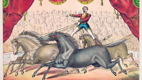 L'écuyer aux quatre chevaux, lithographie (circa 1894) ©Getty - Graphica Artis