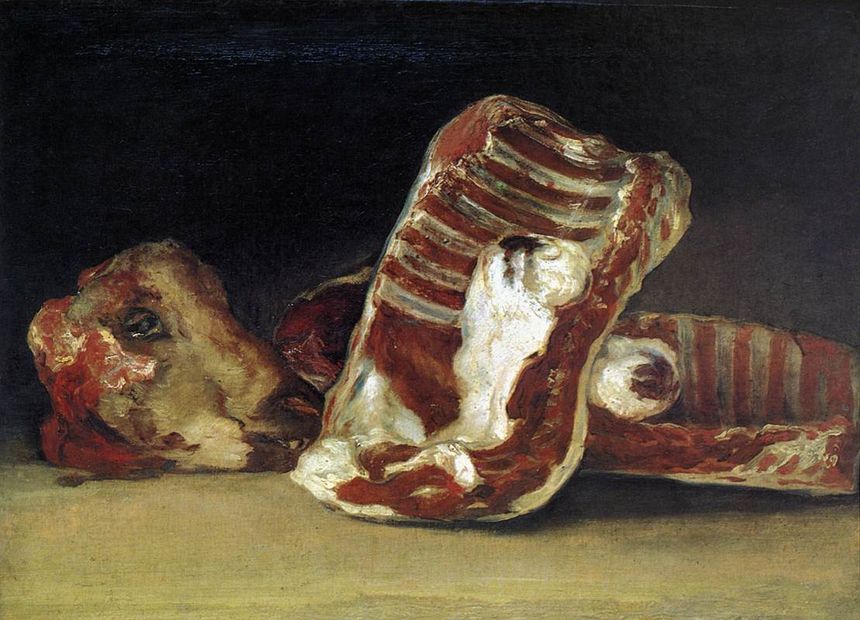 Francisco José de Goya Y Lucientes, Nature morte à la tête de mouton, 1810-12. Huile sur toile, 45 x 62 cm.