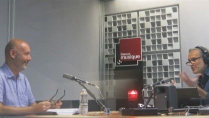 France Musique, studio 361... Fabien Roussel, violoniste et pédagogue & Le producteur Philippe Venturini (g. à d.)