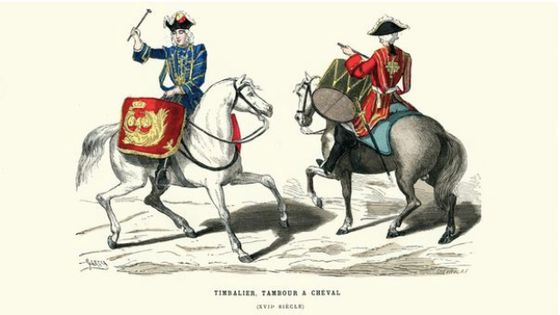 Gravure, Timbalier et batteur, 17ème siècle, France ©Getty