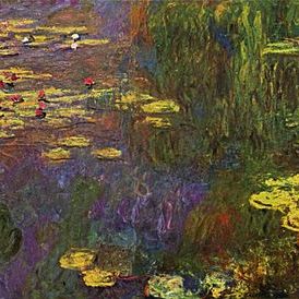 Les Nymphéas, c'est une série de plus de 200 peintures à l'huile de Claude Monet. Ici, le bassin de nénuphars de Monet à Giverny. Les toiles peuvent être vues au Musée de l'Orangerie, à Paris.