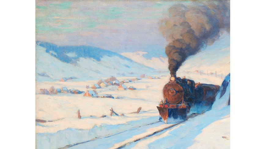 Clarence Gagnon "Le train en hiver". Vers 1913-1914. Huile sur toile, 56x71 cm. Collection Donald R. Sobey