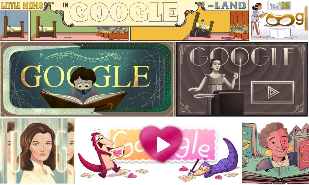 Screenshot of various Google Doodle