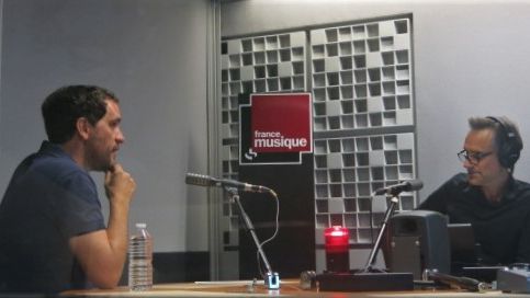 France Musique, studio 361... Le compositeur François Meïmoun & Le producteur Philippe Venturini (g. à d.)