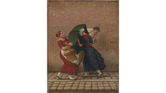 Christoffer Wilhelm Eckersberg, Scène de rue sous la pluie et le vent, 1846 Huile sur toile, 34,8 x 26,6 cm, Copenhague, Statens Museum ©Getty - SMK Photo/Jakob Skou-Hansen