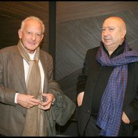 Marin Karmitz et Christian Boltanski, à la réception des 90 ans de Pierre Soulages, au Centre Pompidou et d'une exposition rétrospective de ses oeuvres, le 12 octobre 2009