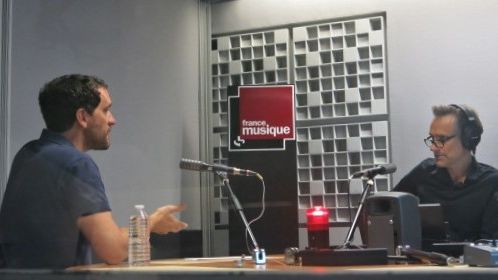 France Musique, studio 361... Le compositeur François Meïmoun & Le producteur Philippe Venturini (g. à d.)