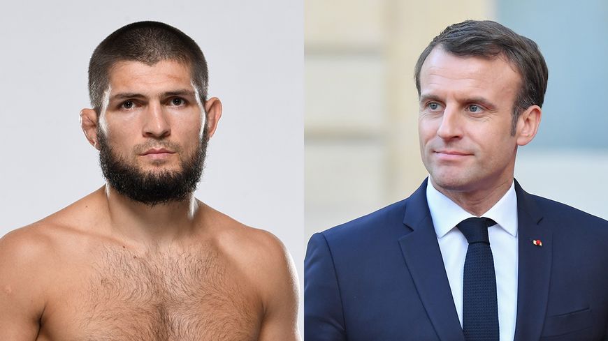Khabib Nurmagomedov et Emmanuel Macron - (photos : Mike Roach / Stephane Cardinale)