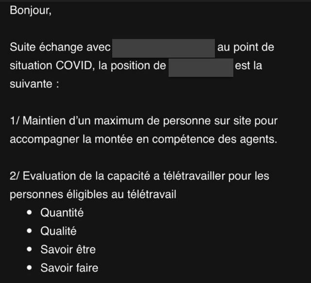 Le mail reçu par Émilie n'incite pas vraiment au télétravail.