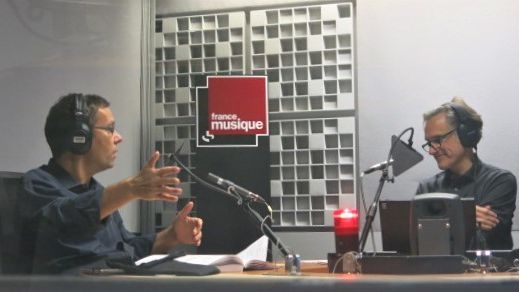 France Musique, studio 361... Avec les producteurs Lionel Esparza & Philippe Venturini (g. à d.)