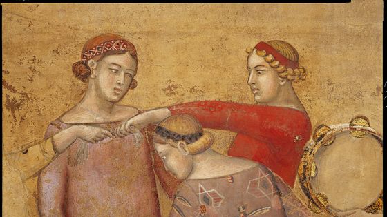 einture "Les effets du bon et du mauvais gouvernement a la ville et a la campagne". Detail du bon gouvernement a la ville. Fresque de Ambrogio Lorenzetti ©AFP - LEEMAGE