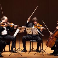 Le Quatuor Borodine en 2020 : Ruben Aharonian, Sergei Lomovsky, violons – Igor Naidin, alto – Vladimir Balshin, violoncelle
