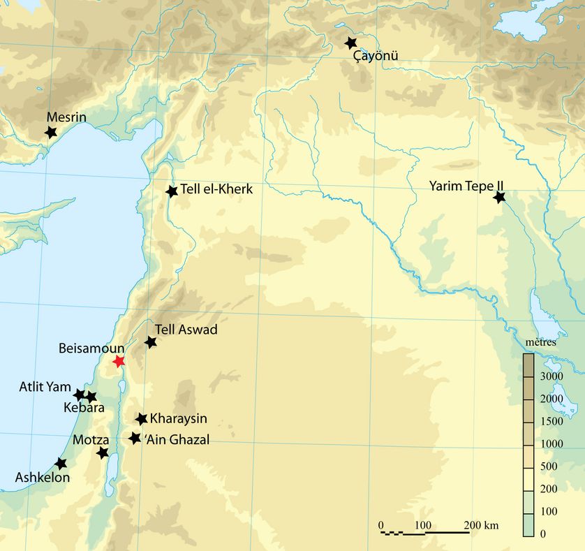 Carte des sites de fouilles