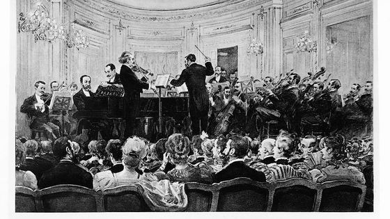 Camille Saint-Saens (1835-1921) dirige à la Salle Pleyel à Paris le 2 juin 1896 - DEA PICTURE LIBRARY/Collection De Agostini/Getty Images