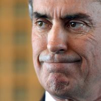 Le ministre du Budget sortant, Jérome Cahuzac, à Bercy au lendemain de sa démission, le 20 mars 2012 (Paris, France)