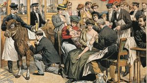 Illustration de la campagne de vaccination gratuite contre la variole en 1905