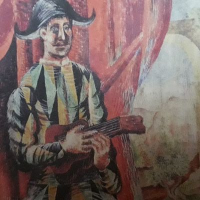L'Homme à la guitare peint par Pablo Picasso en 1918 offert en cadeau de mariage à Guillaume Apollinaire