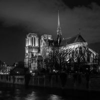 Cathédrale Notre Dame de Paris, la nuit.
