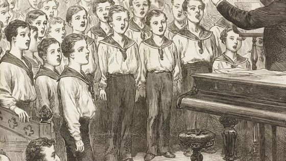 Concert de jeunes garçons. The Illustrated London News, volume LXII (1873). Collection De Agostini - DEA/BIBLIOTECA AMBROSIANA/Getty Images