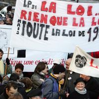 10 décembre 2005, manifestation nationale des laïques organisée à l'occasion du centenaire de la loi du 09 décembre 1905 sur la séparation des Eglises et de l'Etat.