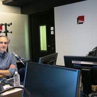 France Musique, studio 452... Le producteur Philippe Venturini & Le compositeur Philippe Manoury (g. à d. )