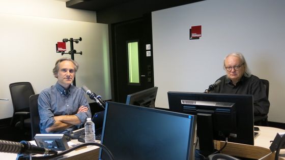 France Musique, studio 452... Le producteur Philippe Venturini & Le compositeur Philippe Manoury (g. à d. ) ©Radio France - Annick Haumier / RF